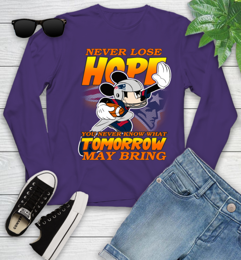 New England Patriots NFL Football Mickey Disney Never Lose Hope Youth Long Sleeve 4