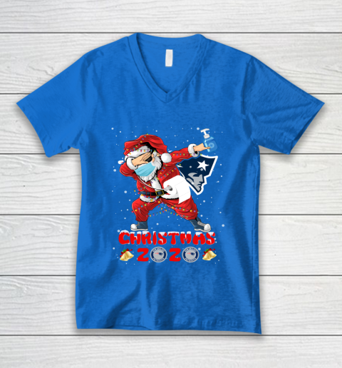 New England Patriots Funny Santa Claus Dabbing Christmas 2020 NFL V-Neck T-Shirt 5