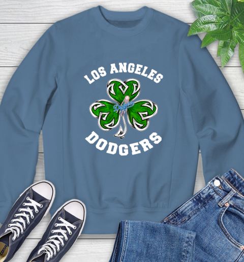 MLB Los Angeles Dodgers Three Leaf Clover St Patrick's Day Baseball Sports Sweatshirt 8