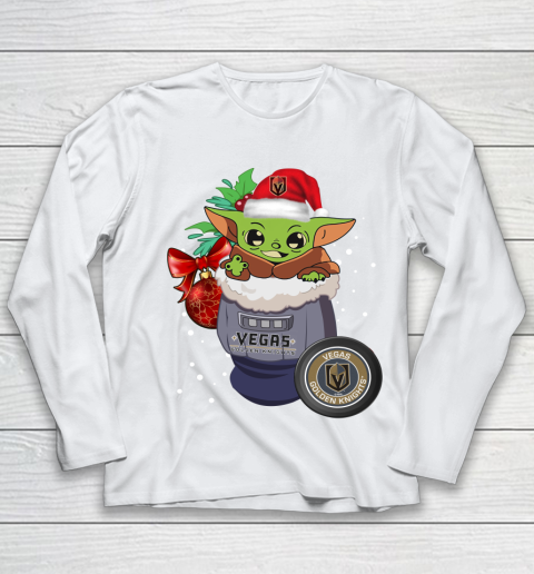 Vegas Golden Knights Christmas Baby Yoda Star Wars Funny Happy NHL Youth Long Sleeve 2