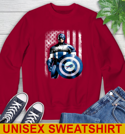 Buffalo Bills NFL Football Captain America Marvel Avengers American Flag Shirt Sweatshirt 9