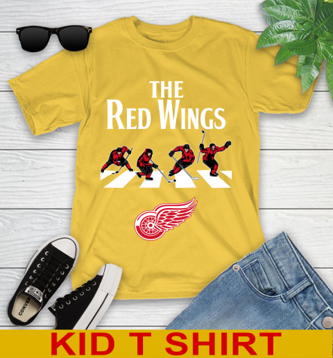 NHL Hockey Detroit Red Wings The Beatles Rock Band Shirt Youth T-Shirt 9