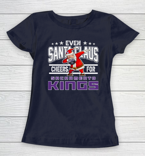 Sacramento Kings Even Santa Claus Cheers For Christmas NBA Women's T-Shirt 2