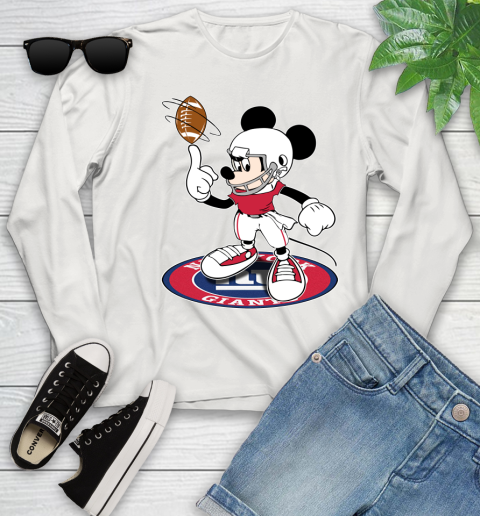 NFL Football New York Giants Cheerful Mickey Disney Shirt Youth Long Sleeve 12