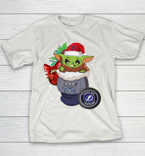 Tampa Bay Lightning Christmas Baby Yoda Star Wars Funny Happy NHL Youth T-Shirt 11