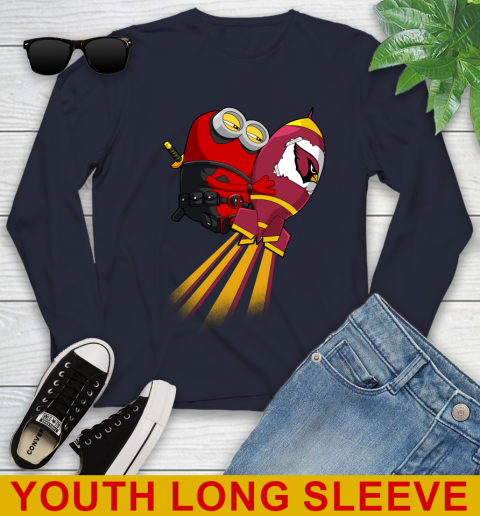 NFL Football Arizona Cardinals Deadpool Minion Marvel Shirt Youth Long Sleeve 2