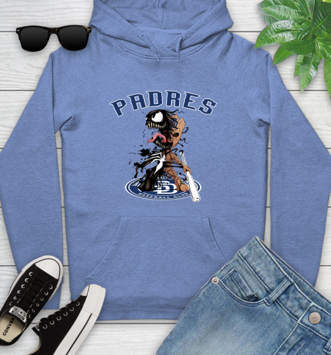 MLB San Diego Padres Baseball Venom Groot Guardians Of The Galaxy Youth Hoodie 12