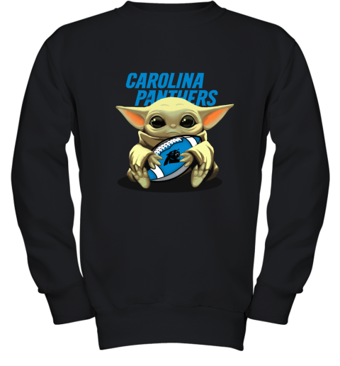 Baby Yoda Loves The Carolina Panthers Star Wars NFL Youth Sweatshirt