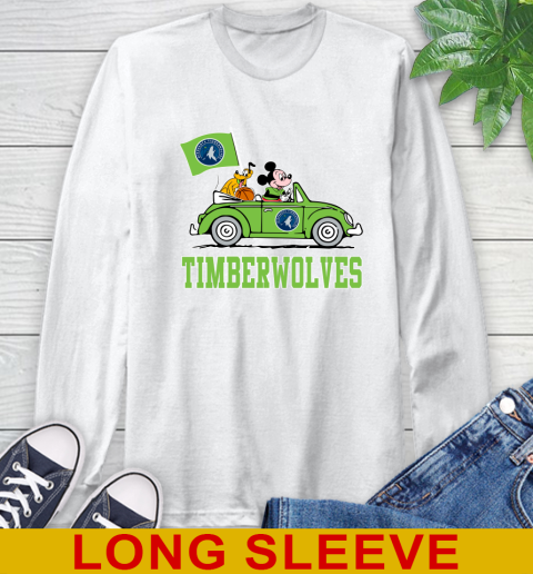 NBA Basketball Minnesota Timberwolves Pluto Mickey Driving Disney Shirt Long Sleeve T-Shirt