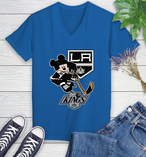 Los Angeles Kings Mickey Mouse Disney Hockey T Shirt Women's V-Neck T-Shirt 10