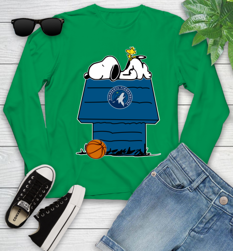 Minnesota Timberwolves NBA Basketball Snoopy Woodstock The Peanuts Movie Youth Long Sleeve 6