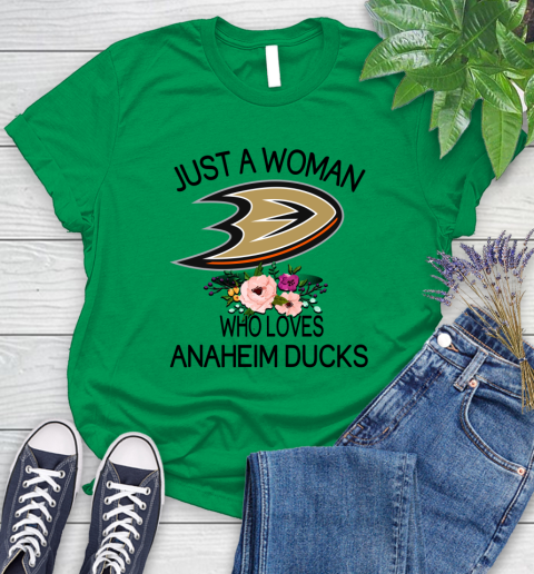 NHL Just A Woman Who Loves Anaheim Ducks Hockey Sports Women's T-Shirt 4