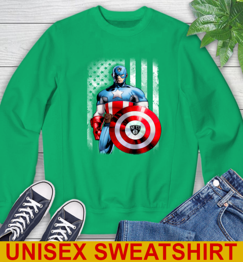 Brooklyn Nets NBA Basketball Captain America Marvel Avengers American Flag Shirt Sweatshirt 8