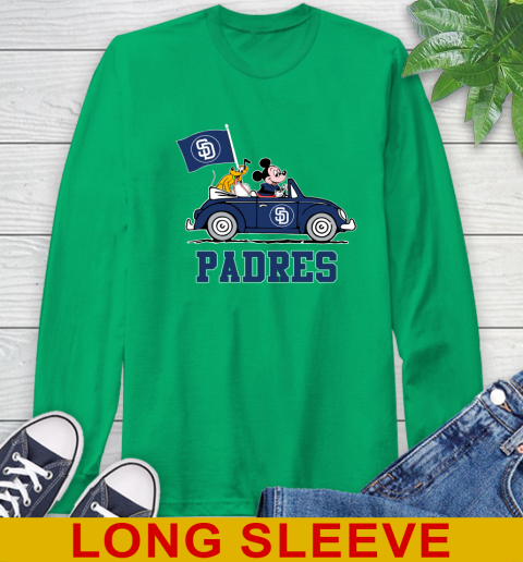 MLB Baseball San Diego Padres Pluto Mickey Driving Disney Shirt Long Sleeve T-Shirt 7
