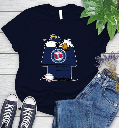 MLB Minnesota Twins Snoopy Woodstock The Peanuts Movie Baseball T Shirt Women's T-Shirt 3