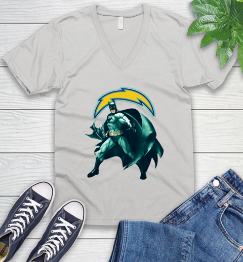 NFL Batman Football Sports Los Angeles Chargers V-Neck T-Shirt