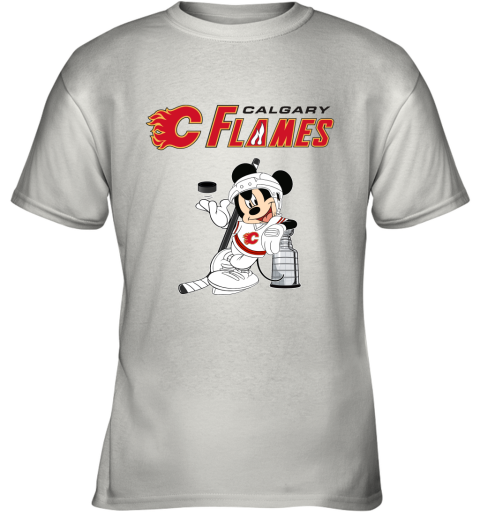 Mickey Calgary Flames With The Stanley Cup Hockey NHL Youth T-Shirt