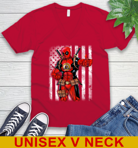 NBA Basketball Indiana Pacers Deadpool American Flag Shirt V-Neck T-Shirt 6