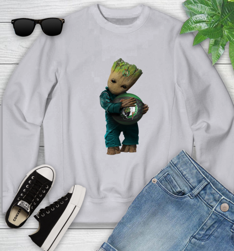 NBA Groot Guardians Of The Galaxy Basketball Sports Boston Celtics Youth Sweatshirt 4