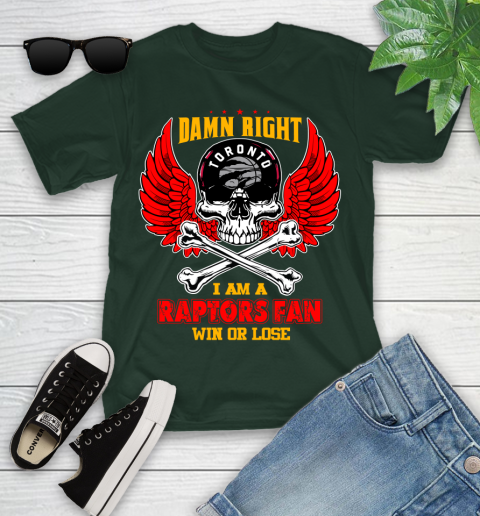 NBA Damn Right I Am A Toronto Raptors Win Or Lose Skull Basketball Sports Youth T-Shirt 5