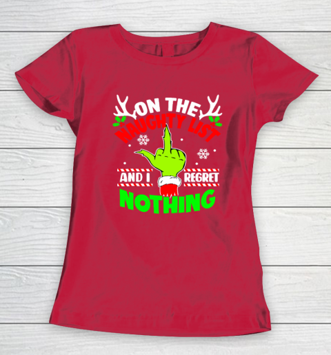 Funny On The List Of Naughty And I Regret Nothing Christmas Women's T-Shirt 7