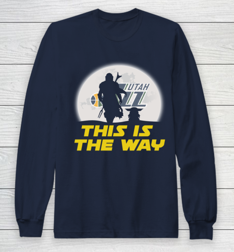 Utah Jazz NBA Basketball Star Wars Yoda And Mandalorian This Is The Way Long Sleeve T-Shirt 2