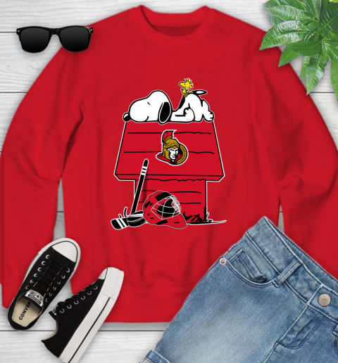 Ottawa Senators NHL Hockey Snoopy Woodstock The Peanuts Movie Youth Sweatshirt 9
