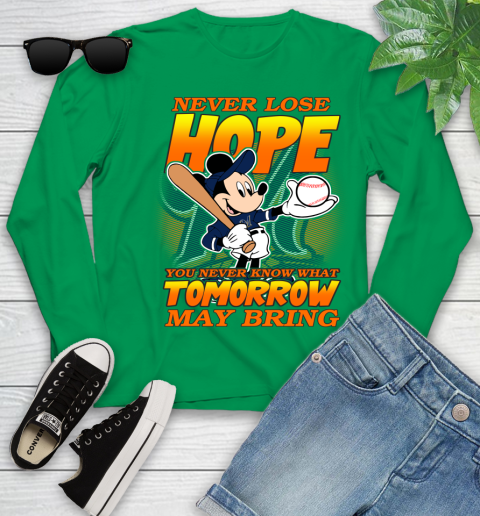 Milwaukee Brewers MLB Baseball Mickey Disney Never Lose Hope Youth Long Sleeve 7