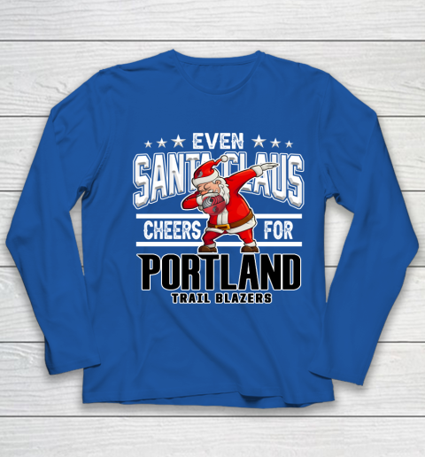 Portland Trail Blazers Even Santa Claus Cheers For Christmas NBA Youth Long Sleeve 7