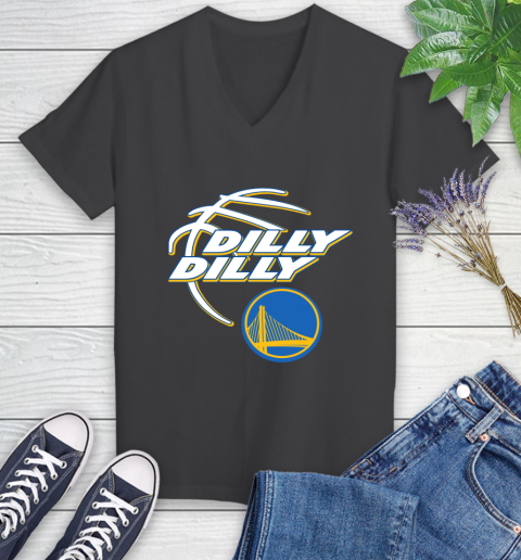 NBA Golden State Warriors Dilly Dilly Basketball Sports Women's V-Neck T-Shirt 8