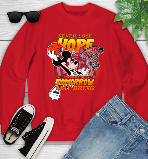 Sacramento Kings NBA Basketball Mickey Disney Never Lose Hope Youth Sweatshirt 8