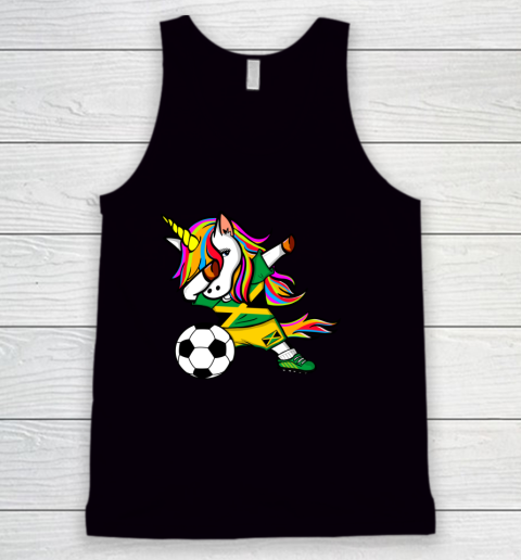 Dabbing Unicorn Jamaica Football Jamaican Flag Soccer Tank Top