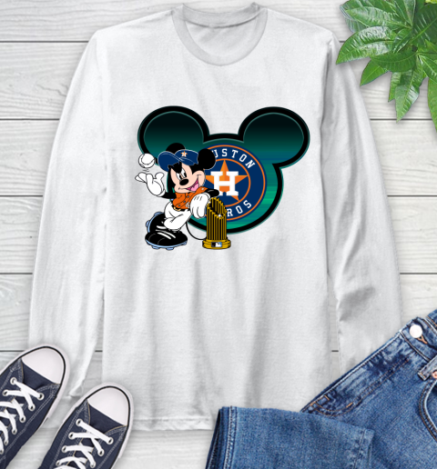 MLB Houston Astros The Commissioner's Trophy Mickey Mouse Disney Long Sleeve T-Shirt