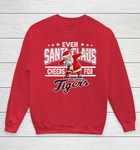 Detroit Tigers Even Santa Claus Cheers For Christmas MLB Youth Sweatshirt 7