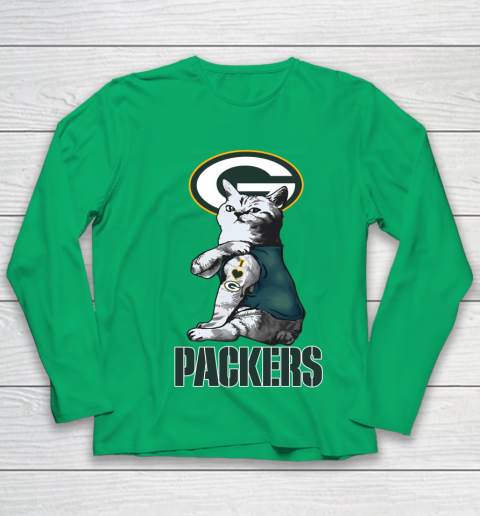 NFL Football My Cat Loves Green Bay Packers Youth Long Sleeve 4