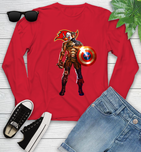 NFL Captain America Marvel Avengers Endgame Football Sports Tampa Bay Buccaneers Youth Long Sleeve 11