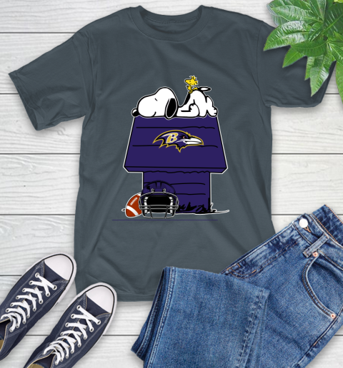 Baltimore Ravens NFL Football Snoopy Woodstock The Peanuts Movie T-Shirt 9