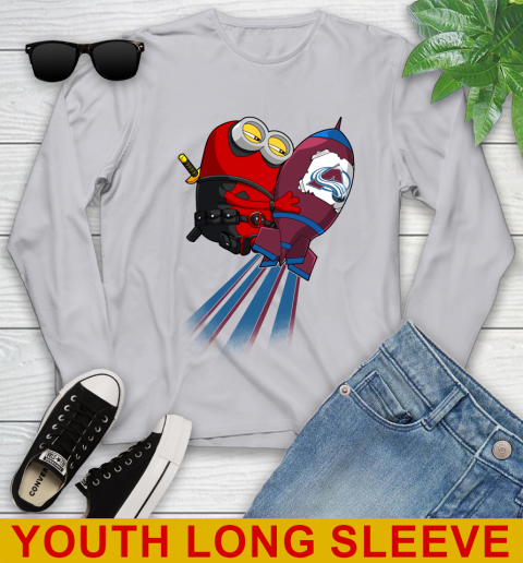 NHL Hockey Colorado Avalanche Deadpool Minion Marvel Shirt Youth Long Sleeve 5