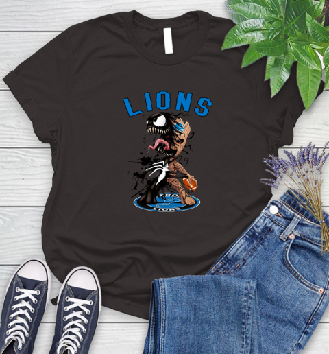 NFL Detroit Lions Football Venom Groot Guardians Of The Galaxy Women's T-Shirt 8