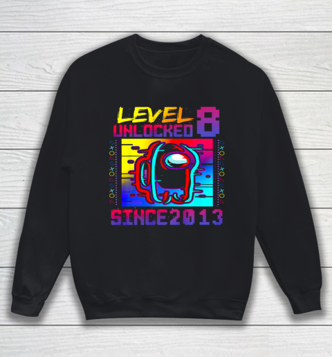 Disstressed Level 8 Unlocked Among With Us 8th Birthday Sweatshirt
