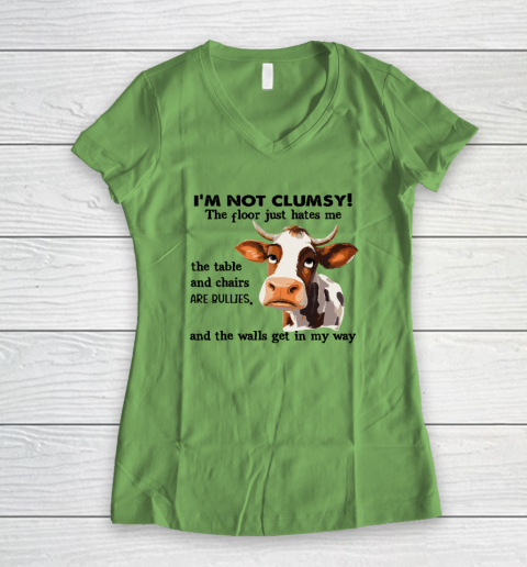 Cow I'm Not Clumsy The Floor Just Hates Me The Table Women's V-Neck T-Shirt 4