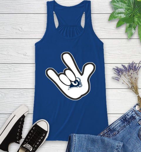 Los Angeles Rams NFL Football Mickey Rock Hand Disney Racerback Tank 9