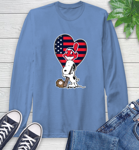 Cleveland Indians MLB Baseball The Peanuts Movie Adorable Snoopy Long Sleeve T-Shirt 11