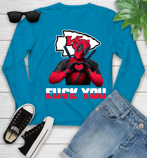 NHL Kansas City Chiefs Deadpool Love You Fuck You Football Sports Youth Long Sleeve 8