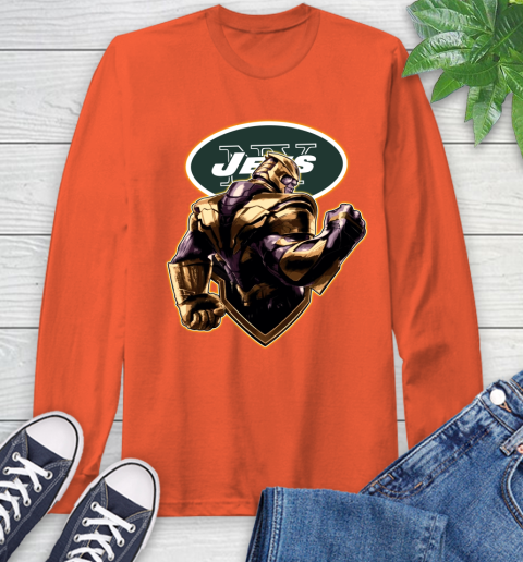 NFL Thanos Avengers Endgame Football Sports New York Jets Long Sleeve T-Shirt 5