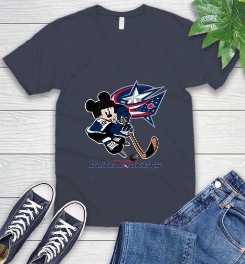 NHL Columbus Blue Jackets Mickey Mouse Disney Hockey T Shirt V-Neck T-Shirt 9