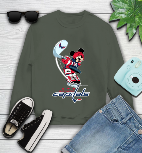 NHL Hockey Washington Capitals Cheerful Mickey Mouse Shirt Youth Sweatshirt 9