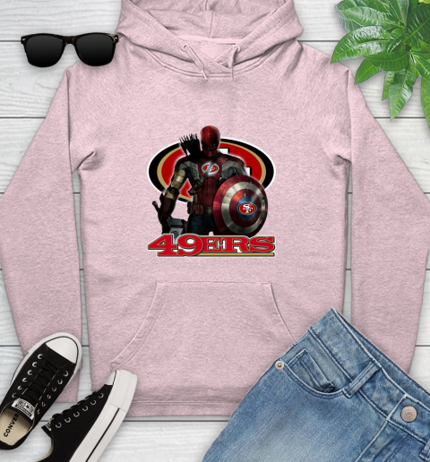 NFL Captain America Thor Spider Man Hawkeye Avengers Endgame Football San Francisco 49ers Youth Hoodie 10