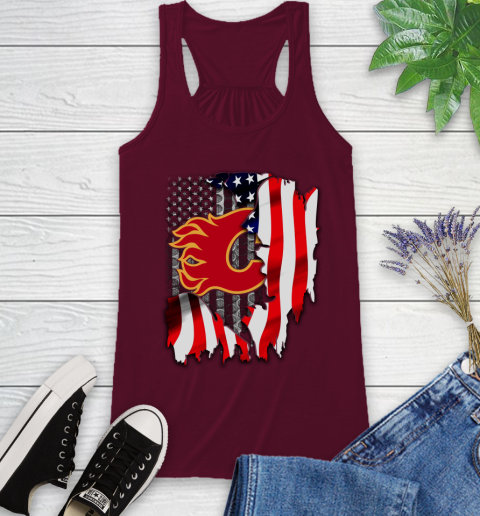 Calgary Flames NHL Hockey American Flag Racerback Tank - Image 3