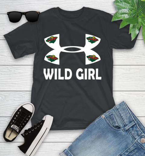 NHL Minnesota Wild Girl Under Armour Hockey Sports Youth T-Shirt